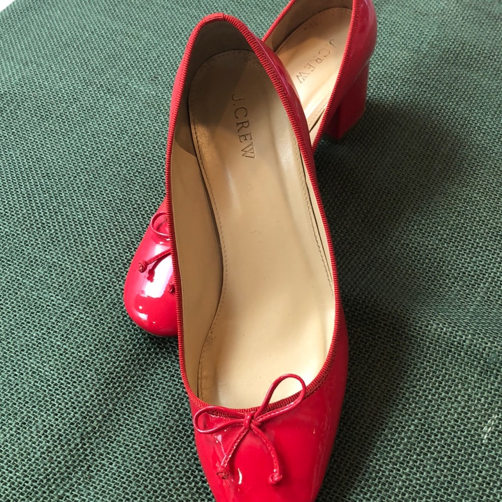 J.Crew Red Patent Evie Ballet Heel.